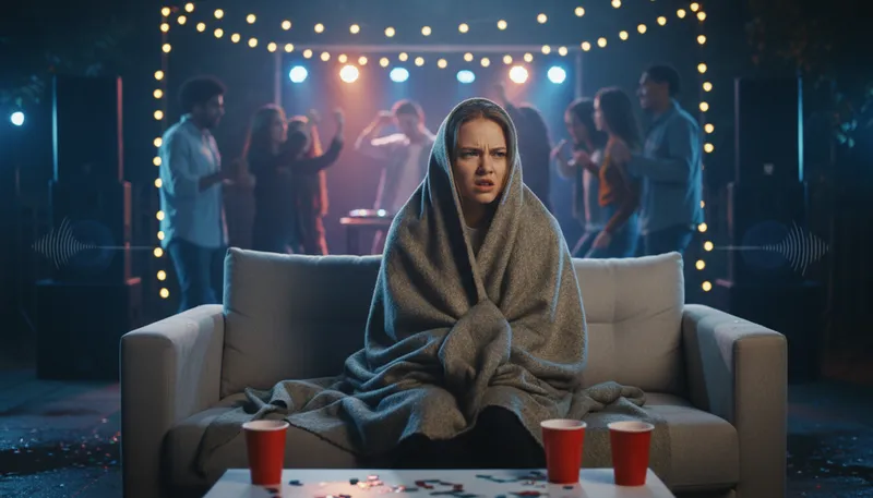 Illustration of wet blanket: A person who dampens others' enthusiasm.