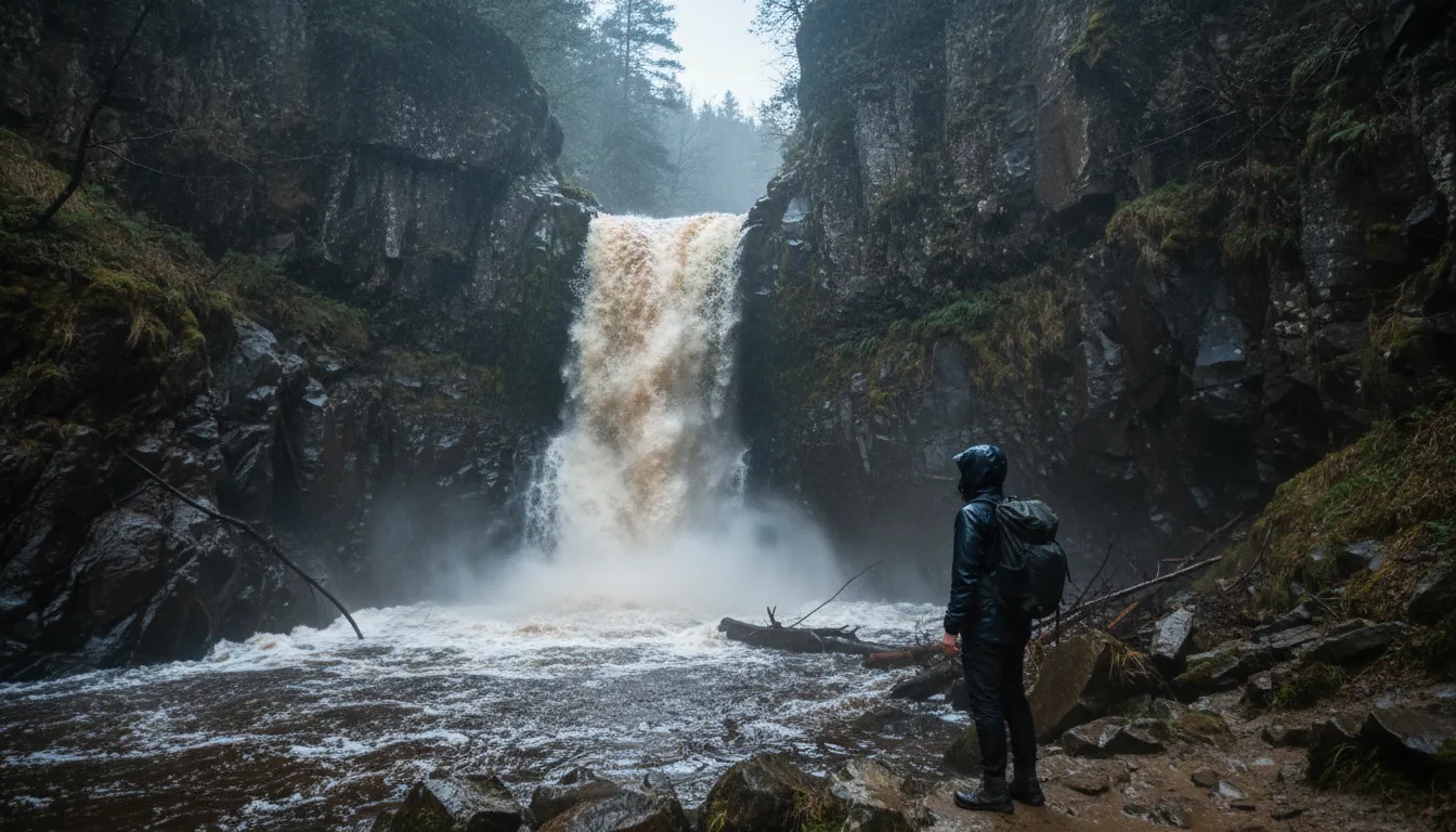 linnのイラスト：a steep ravine or a waterfall