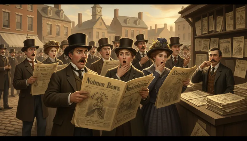 Illustration of yellow journalism: news that exaggerates or sensationalizes facts