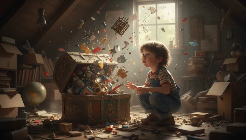 Illustration of pandora: A box that releases troubles when opened.