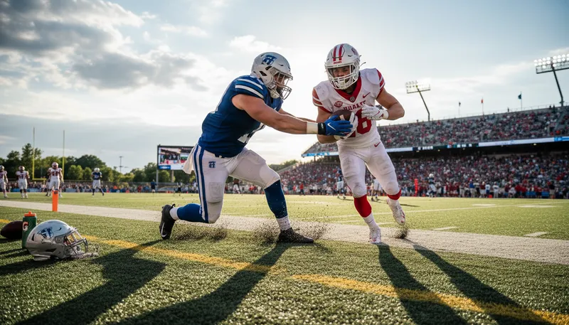 Illustration of linebacker: A football player positioned behind the line.