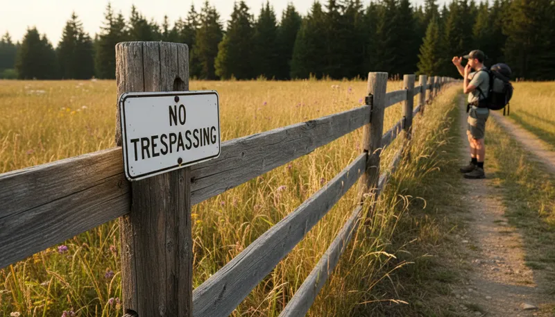 Illustration of no trespassing: A warning against entering a restricted area.