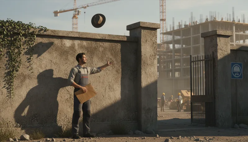 Illustration of throw one's hat over the wall: take a bold step towards a goal.