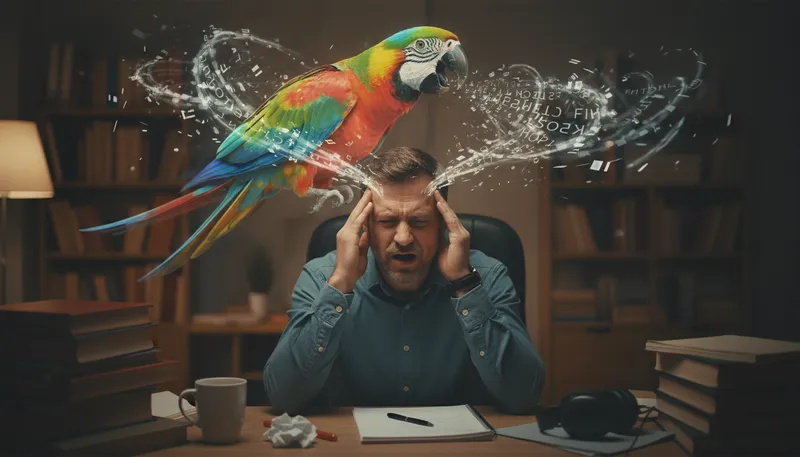 Illustration of strangle the parrot: To suppress or control something.