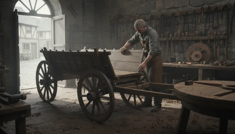 Illustration of wainwright: A maker of wagons or carts.