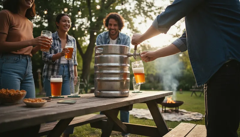 Illustration of keg: A container for storing and serving beer.