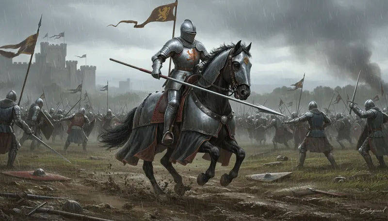 Illustration of knight: a medieval soldier serving a lord