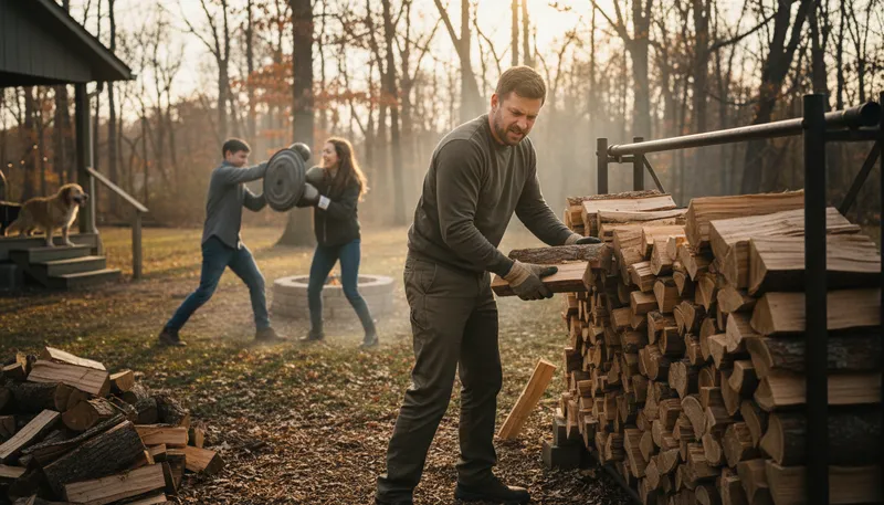 Illustration of lay the wood: To hit someone hard.