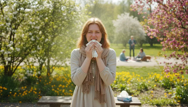 Illustration of allergy: A reaction to a substance that causes discomfort.