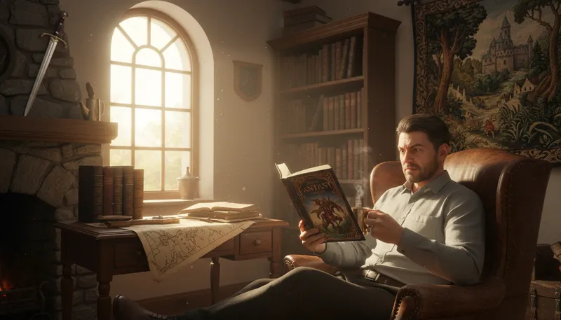 Illustration of sword and sorcery: fantasy genre featuring magic and warriors.