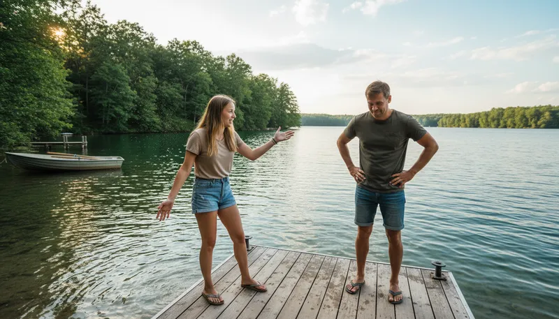 Illustration of go jump in the lake: to tell someone to go away angrily