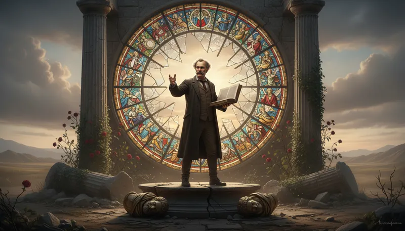Illustration of nietzsche: A German philosopher known for his provocative ideas.