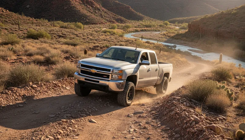 Illustration of silverado: A model of pickup truck by Chevrolet.