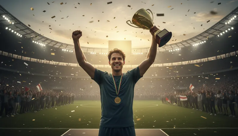 Illustration of on top: having victory or success