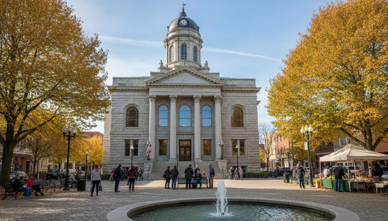 Illustration of courthouse: A building where legal cases are heard.