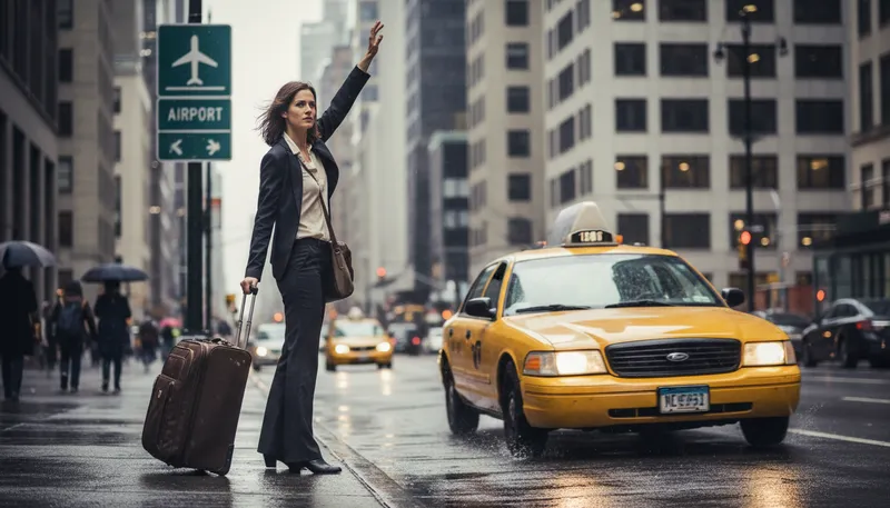 Illustration of taxi: a car for hire to transport passengers.