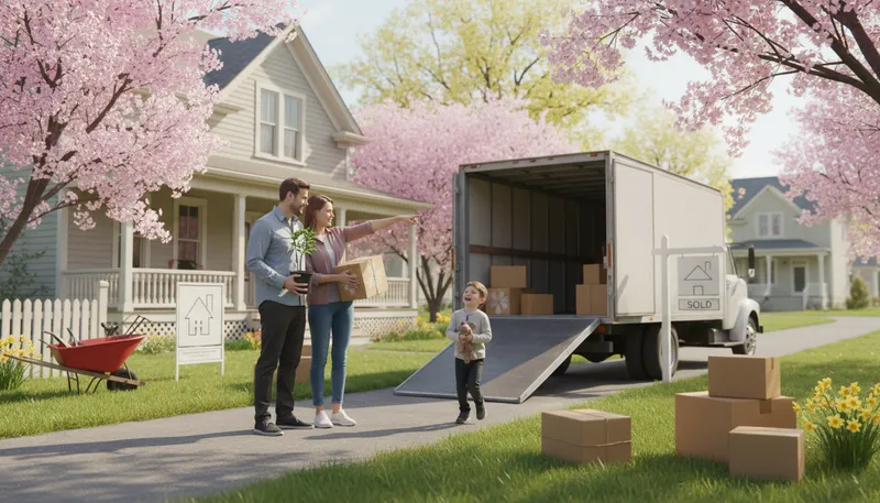 Illustration of move house: to change residence or location.