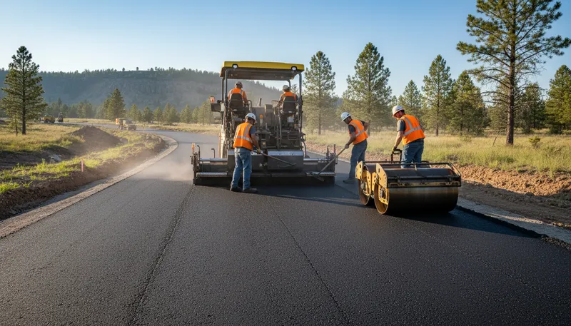 Illustration of asphalt: a black material used for paving roads