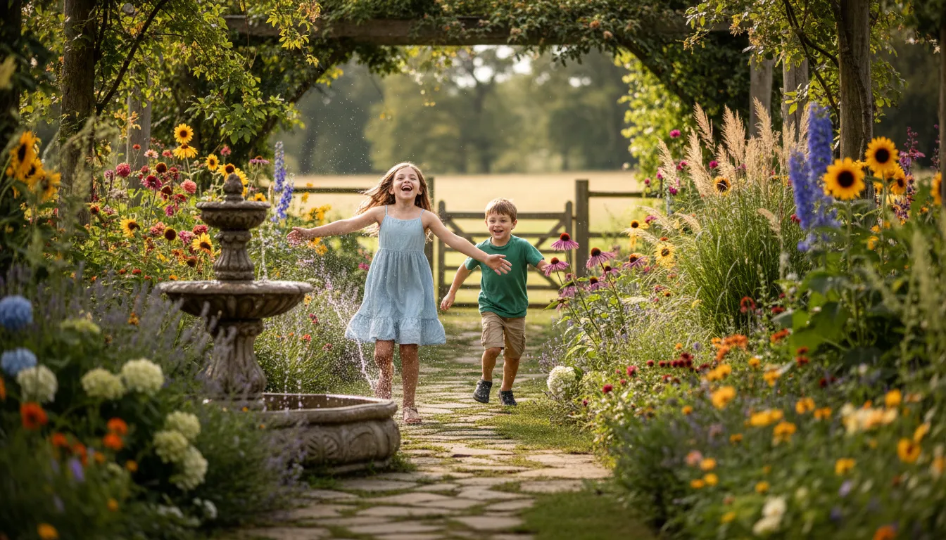Ilustração de run through the garden: to move quickly and freely among planted flowers