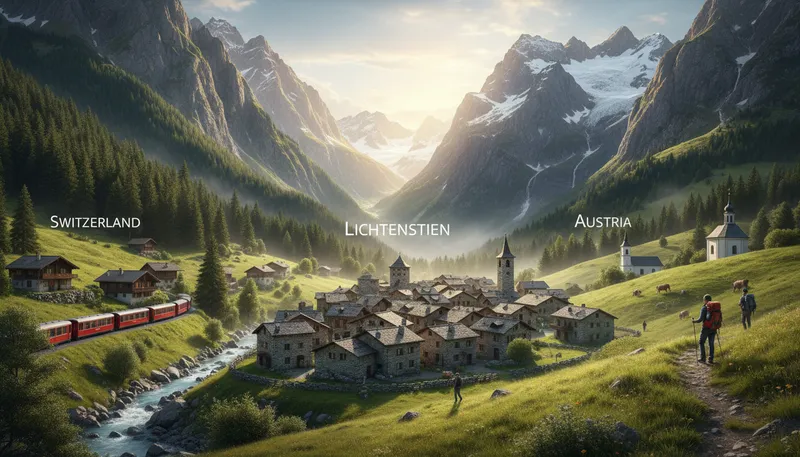 Illustration of lichtenstein: A small European country known for its mountains.