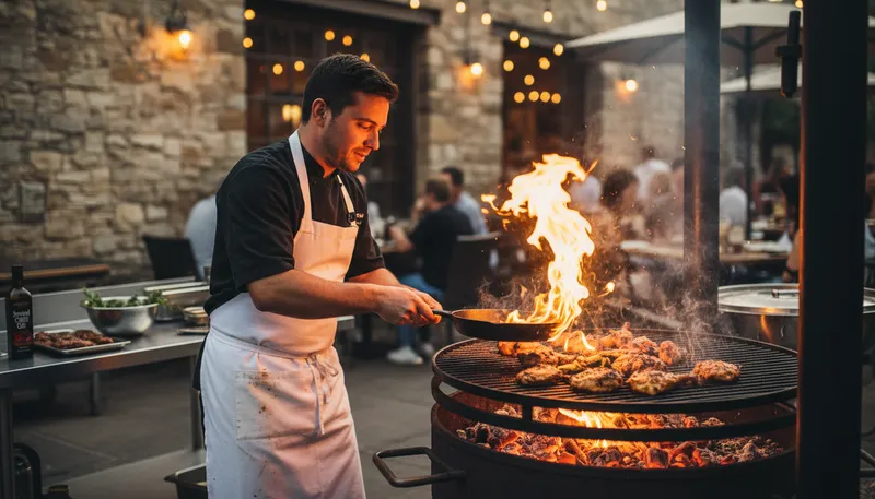 Illustration of fuego: Spanish word for fire, often used in cooking.