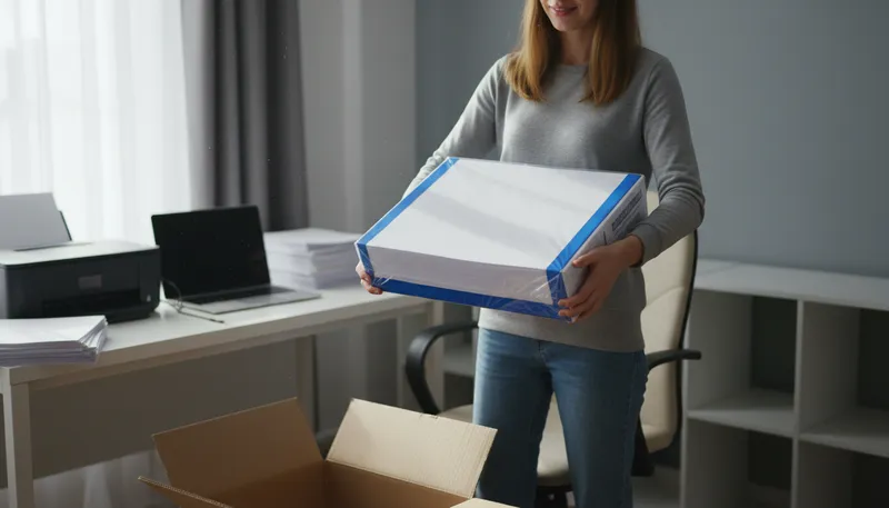 Illustration of ream: Quantity of paper usually containing 500 sheets.