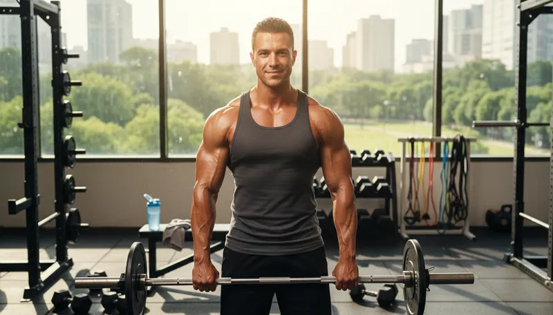 Illustration of buff: Physically strong and muscular.