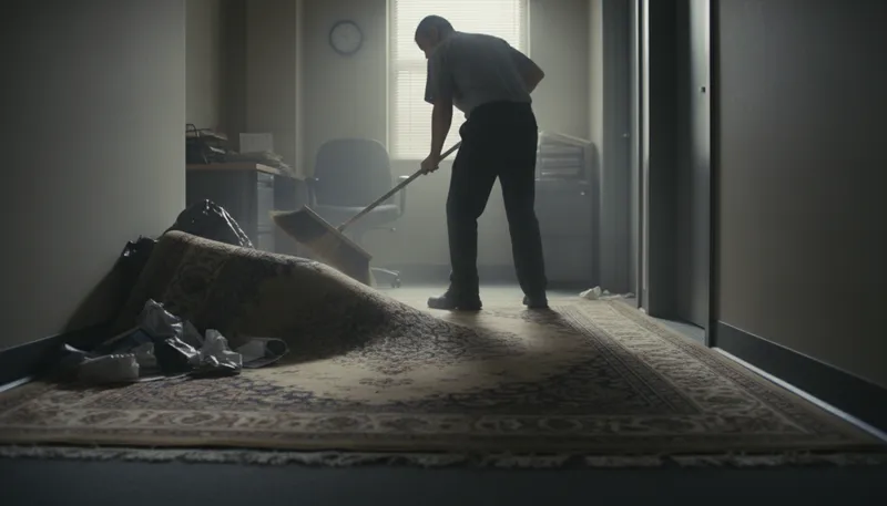 Illustration of under the carpet: to hide or ignore a problem