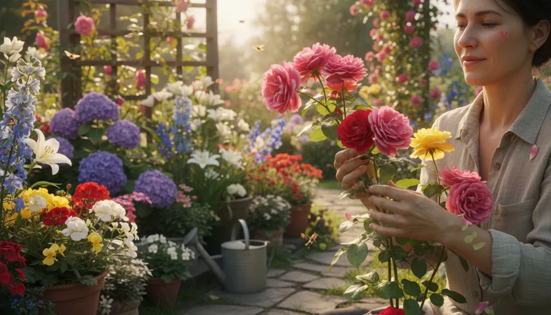 Illustration of green fingers: skill in gardening or growing plants