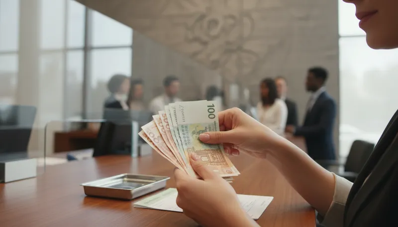Illustration of banknotes: Paper currency issued by a bank.