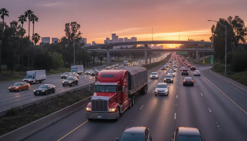 Illustration of haulage: The transportation of goods by road.
