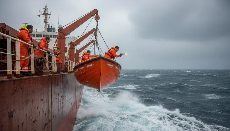 Illustration of lifeboat: A small boat for saving lives at sea.