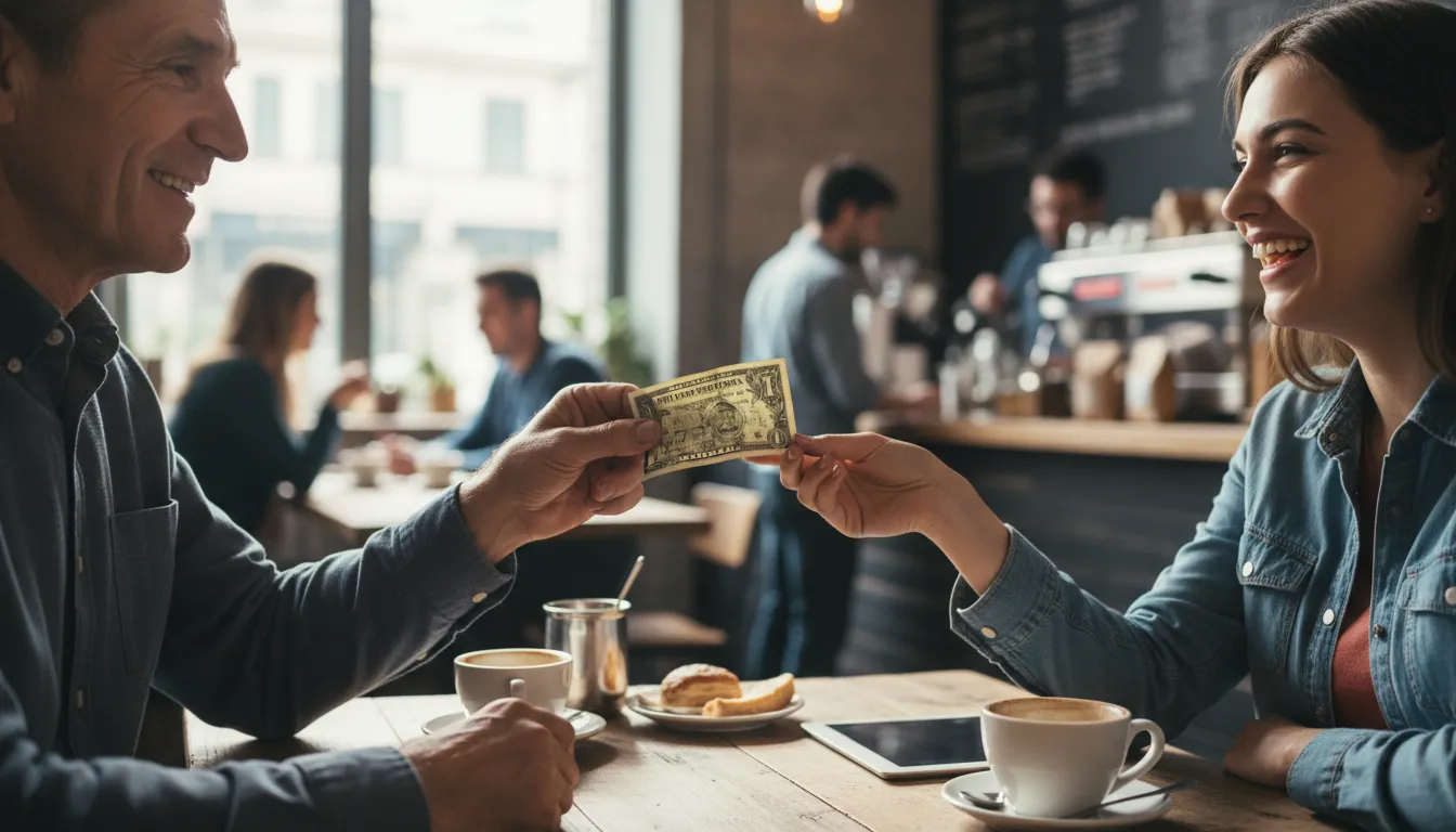 Illustrazione di don't spend it all in one place: a joke said when giving someone very little money