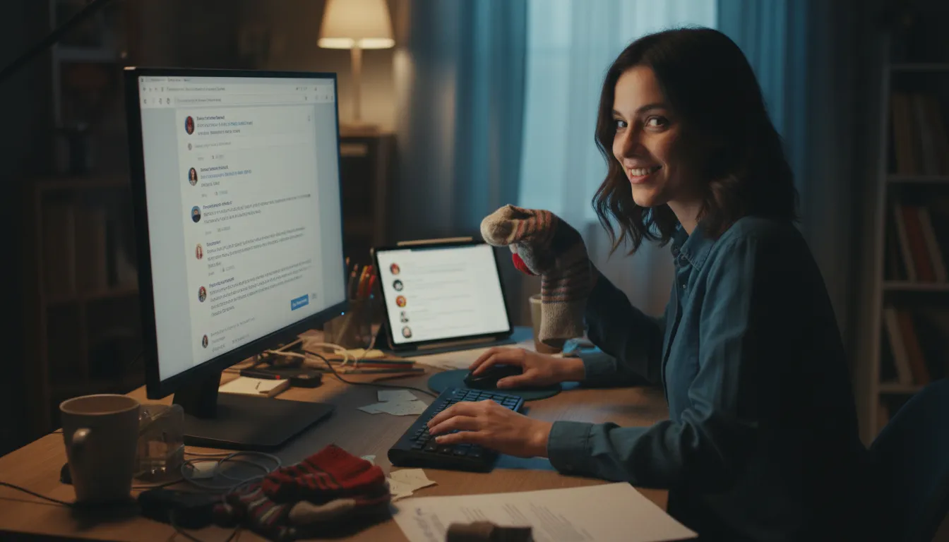 Illustration of sockpuppet: a fake online identity created to deceive others