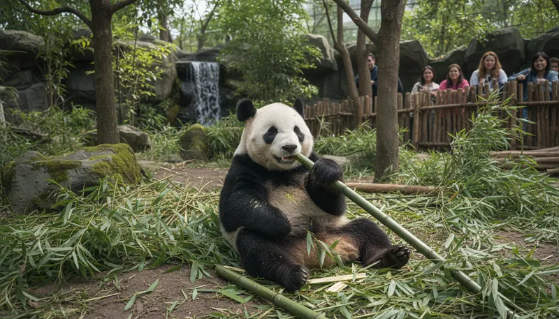 Illustration of panda: A large black-and-white bear from China.