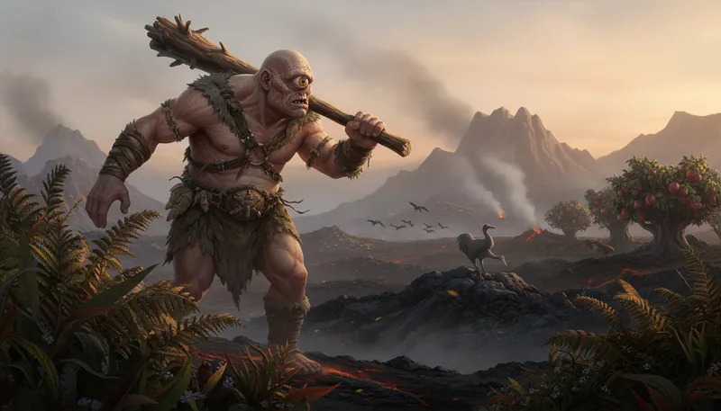 Illustration of cyclops: A one-eyed giant from mythology.