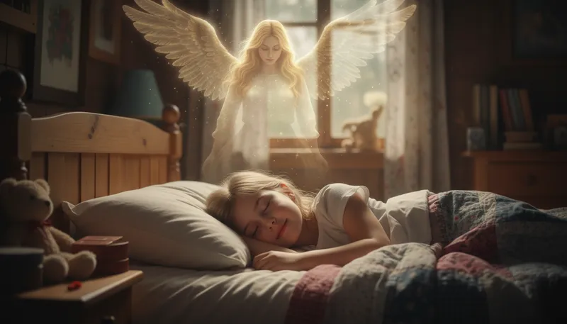 Illustration of angel: a spiritual being often depicted as good.