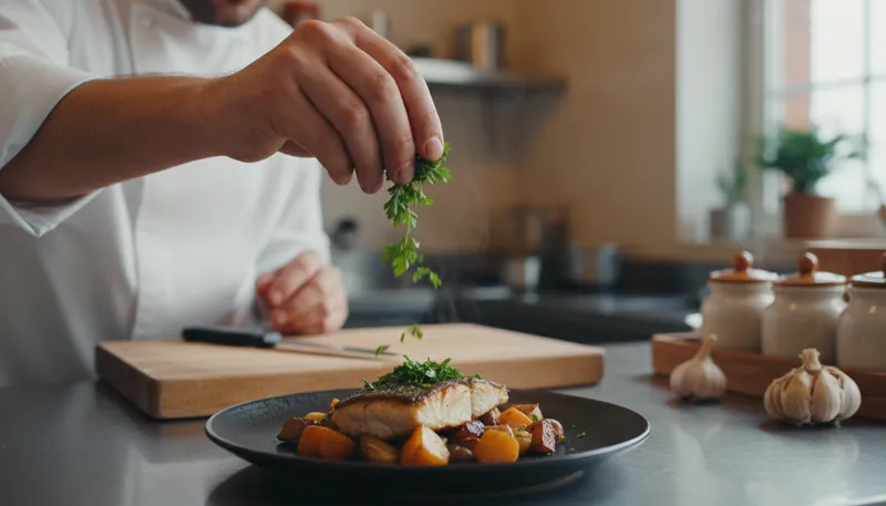 Illustration of garnish: To decorate food with small items.