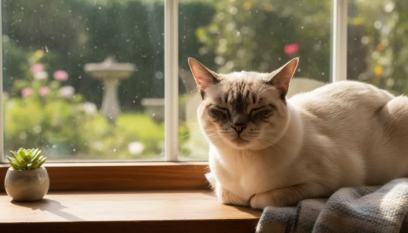 Illustration of siamese: A breed of cat with striking color patterns.