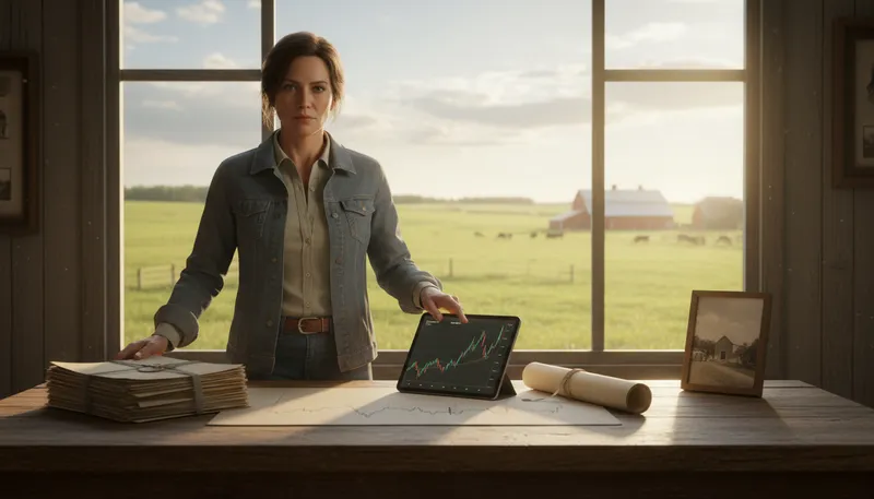 Illustration of bet the farm: To risk everything on a single venture.