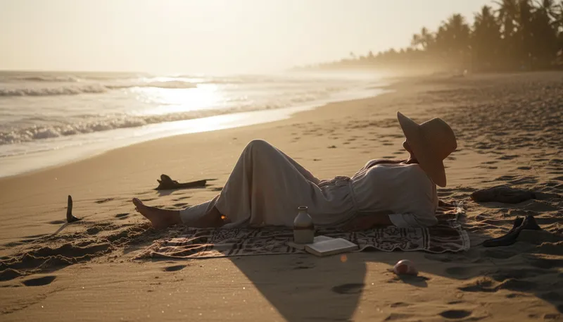 Illustration of sun worshipper: A person who enjoys sunbathing or warm weather.