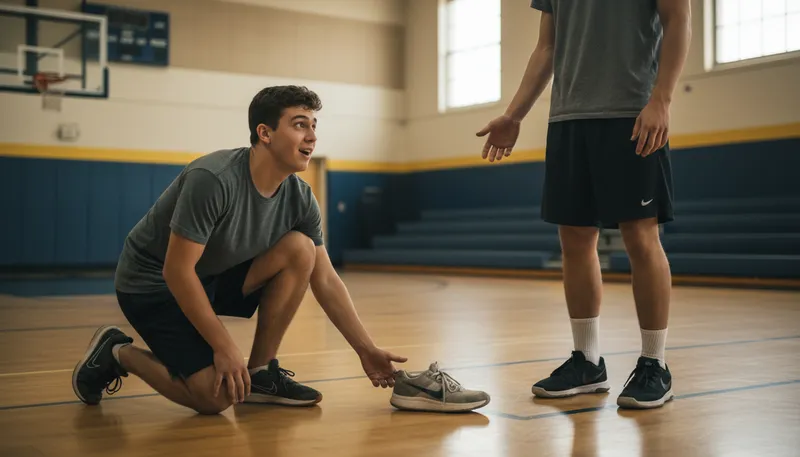 Illustration of while you're down there: a phrase suggesting someone is in a low position.