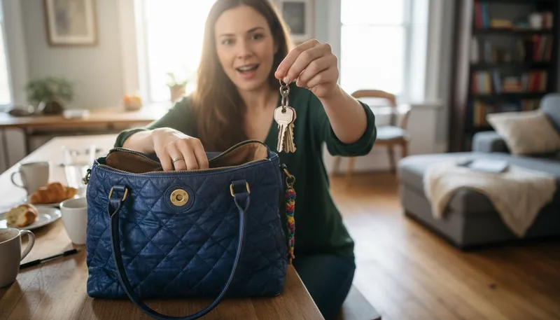 Illustration of handbag: A small bag used to carry personal items.