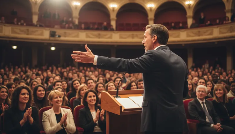 Illustration of orator: A skilled public speaker.