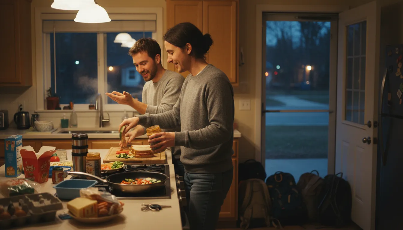 knock together 的插图：assemble items quickly or carelessly without much planning