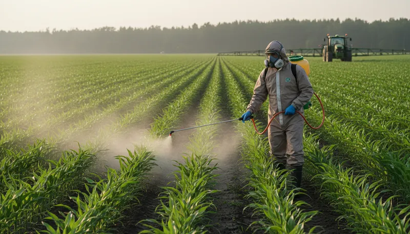 Illustration of pesticide: A chemical used to kill pests in farming.
