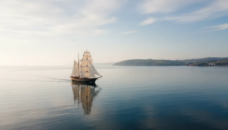 Illustration of schooner: A type of sailing ship with two masts.