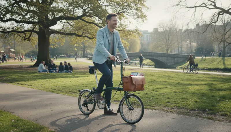 Illustration of brompton: A brand of folding bicycles known for portability.