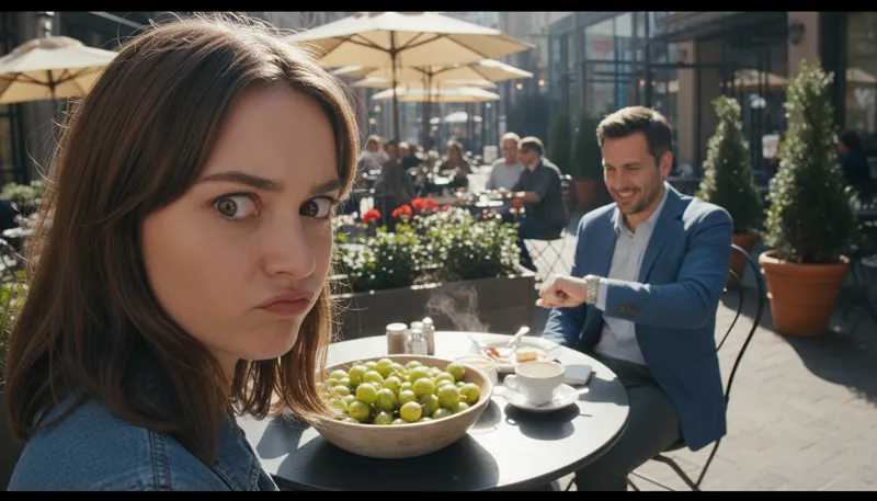 Illustration of gooseberry eye: A suspicious or watchful glance.
