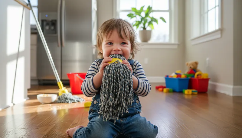 Illustration of suck the mop: To take in or absorb something completely.